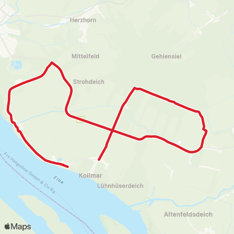 StadtBus/RegionalBus (Umland) Kollmar > Neuendorf > Kollmar map