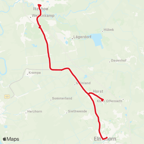 StadtBus/RegionalBus (Umland) Itzehoe, Zob > Horst > Elmshorn map