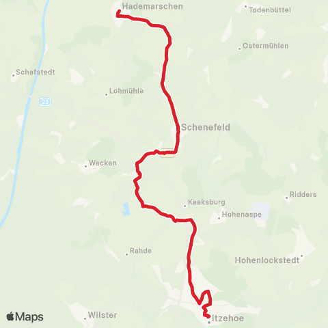 StadtBus/RegionalBus (Umland) Itzehoe >Hanerau-Hademarschen map
