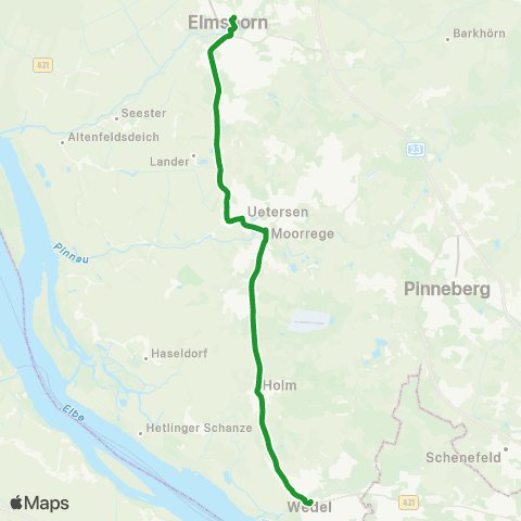 HVV XpressBus Bf. Elmshorn - Uetersen - S Wedel map