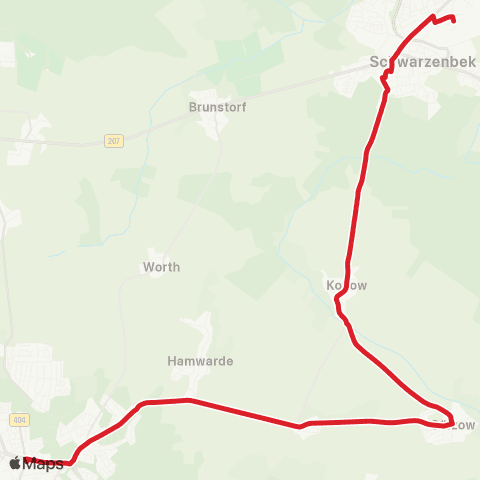 StadtBus/RegionalBus (Umland) Geesthacht > Kollow >Schwarzenbek map