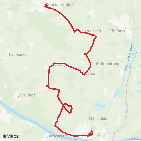 StadtBus/RegionalBus (Umland) Schwarzenbek >Lütau >Lauenburg map
