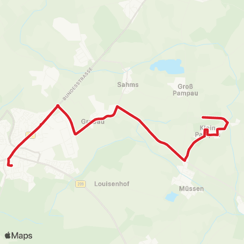 StadtBus/RegionalBus (Umland) Klein Pampau >Grabau >Schwarzenbek map
