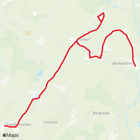 StadtBus/RegionalBus (Umland) Sandesneben > Kastorf >Berkenthin map