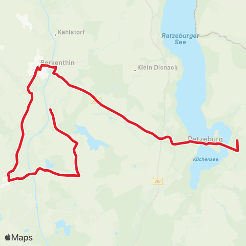 StadtBus/RegionalBus (Umland) Hollenbek>Berkenthin>Ratzeburg map