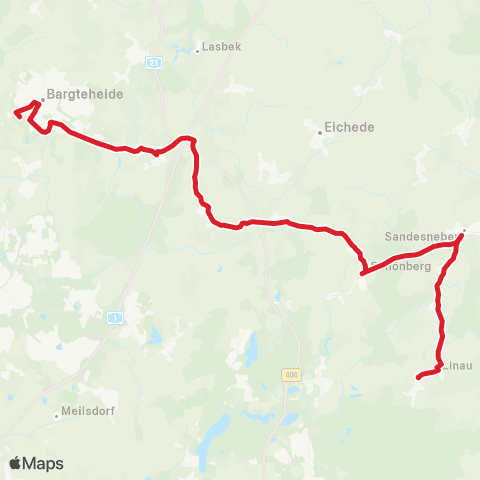 StadtBus/RegionalBus (Umland) Mollhagen >Sandesneben> Bargteheide map