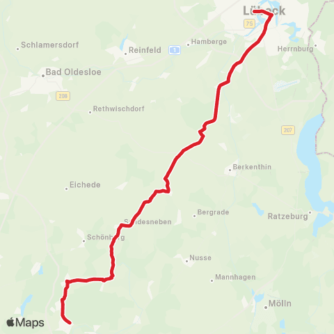 StadtBus/RegionalBus (Umland) Lübeck >Kastorf - Sandesneben >Trittau map