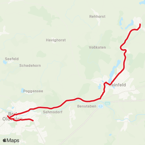 StadtBus/RegionalBus (Umland) Zarpen >Reinfeld > Bad Oldesloe map