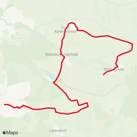 StadtBus/RegionalBus (Umland) Willingrade >Groß Kummerfeld > Kleinkummerfeld > Boostedt map