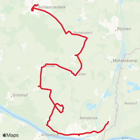 StadtBus/RegionalBus (Umland) Lanze >Gülzow >Schwarzenbek map