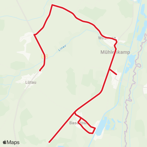 StadtBus/RegionalBus (Umland) Stötebrück > Basedow > Dalldorf >Lütau map