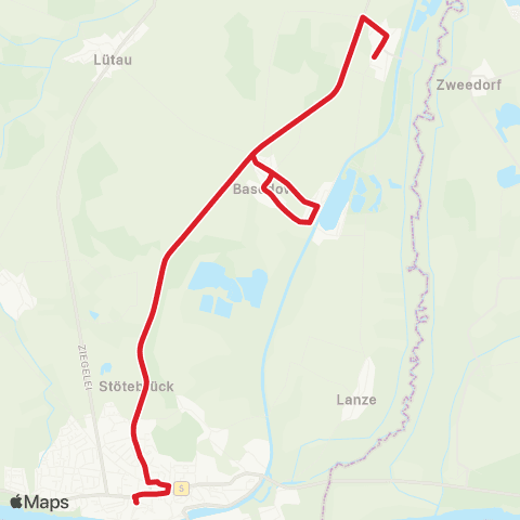 StadtBus/RegionalBus (Umland) Dalldorf >Stötebrück >Lauenburg map