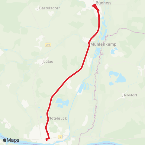 StadtBus/RegionalBus (Umland) Lauenburg> Witzeeze>Büchen map