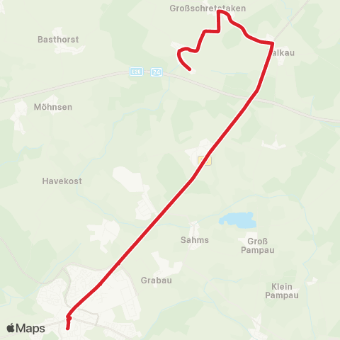 StadtBus/RegionalBus (Umland) Talkau >Elmenhorst >Schwarzenbek map