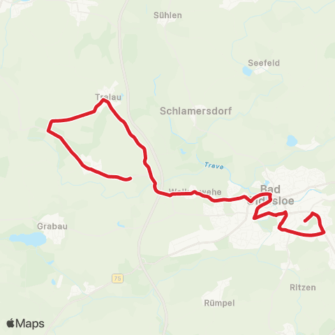 StadtBus/RegionalBus (Umland) Nütschau > Neverstaven > Bad Oldesloe map