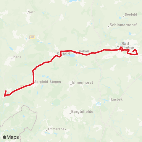 StadtBus/RegionalBus (Umland) Bad Oldesloe > Grabau > Kayhude, Segeberger Straße map