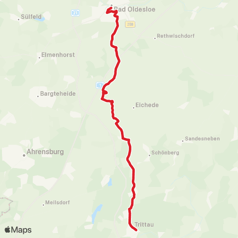 StadtBus/RegionalBus (Umland) Bad Oldesloe>Pölitz - Barkhorst>Trittau map