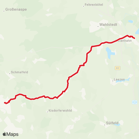 StadtBus/RegionalBus (Umland) Bad Segeberg > Stuvenborn > Kaltenkirchen map