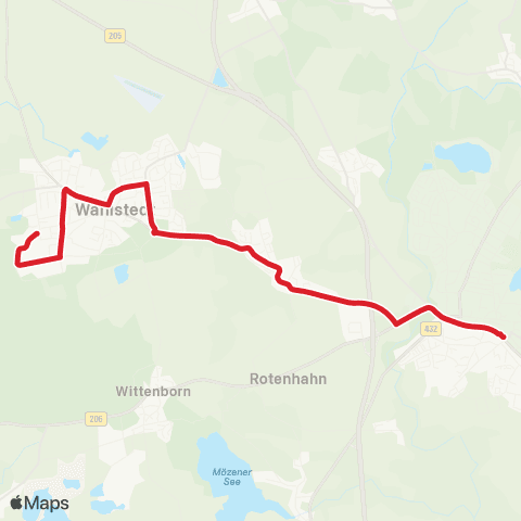 StadtBus/RegionalBus (Umland) Bad Segeberg > Fahrenkrug > Wahlstedt map