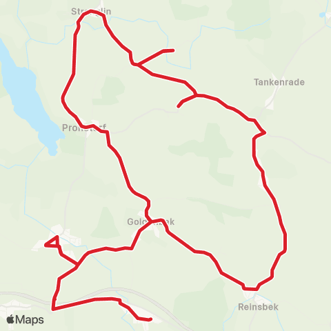 StadtBus/RegionalBus (Umland) Goldenbek > Reinsbek - Pronstorf - (Bad Segeberg) > Goldenbek > Struckdorf map