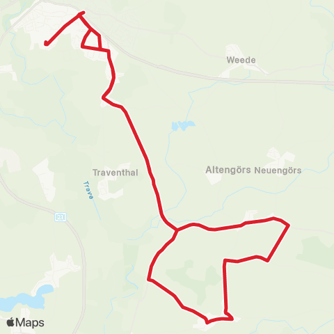 StadtBus/RegionalBus (Umland) Bad Segeberg > Traventhal - Struckdorf > Bad Segeberg map