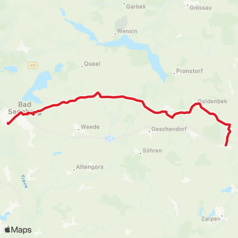 StadtBus/RegionalBus (Umland) Westerrade >Goldenbek > Struckdorf > Neuengörs > Bad Segeberg map