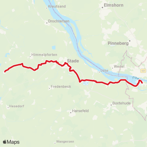 StadtBus/RegionalBus (Umland) Gräpel > Heinbockel - Haddorf - Stade > Finkenwerder map
