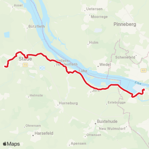 StadtBus/RegionalBus (Umland) Wiepenkathen - Stade - Hollern - Grünendeich - Finkenwerder map