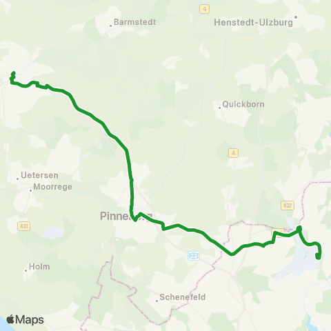 HVV XpressBus Bf. Elmshorn > Bf. Pinneberg > Schnelsen > Niendorf Nord > Hamburg Airport map