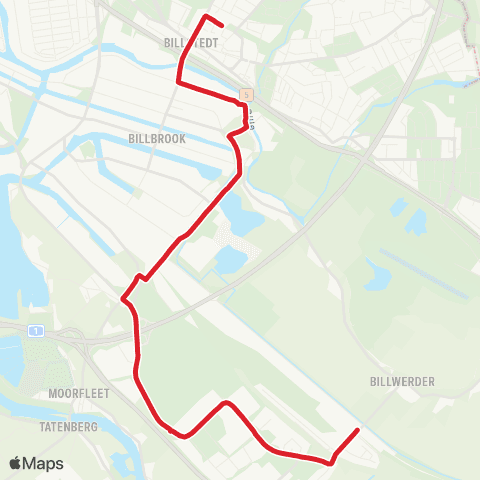 StadtBus/RegionalBus (Hamburg) Billstedt > Billwerder Moorfleet > Mittlerer Landweg map