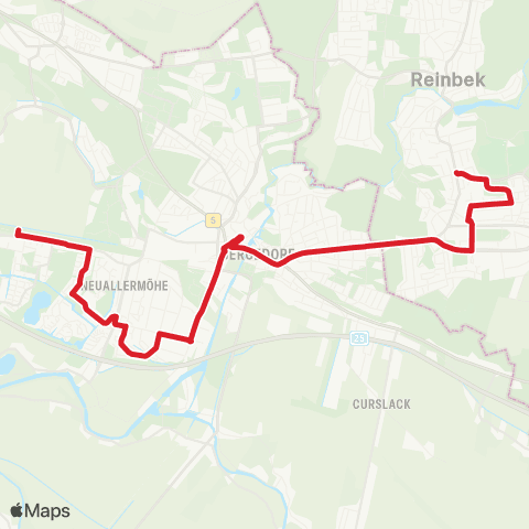 StadtBus/RegionalBus (Hamburg) Allermöhe > Nettelnburg > Bf. Bergedorf > Wentorf map