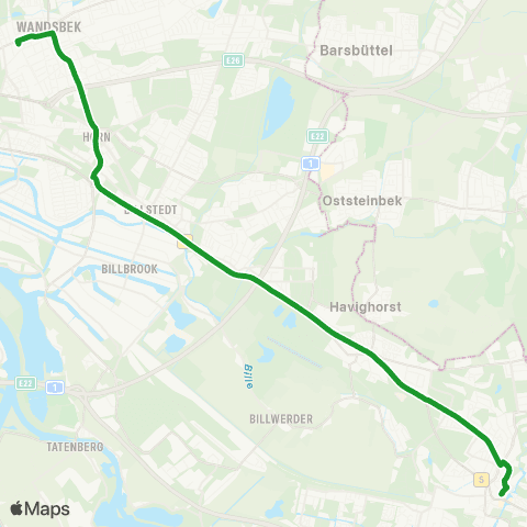 HVV XpressBus %Ubwandsbeker Chausse > Wandsbek Markt > Horner Rennbahn > Bf. Bergedorf map