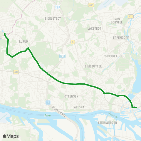 HVV XpressBus Schenefelder Platz > Bahrenfeld > Holstenstraße > Feldstraße > Messberg map