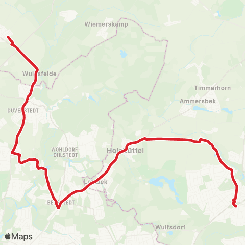StadtBus/RegionalBus (Hamburg) Bf. Ahrensburg > %Ubhoisbüttel > Bergstedt > Duvenstedt > Tangstedt (Od) map