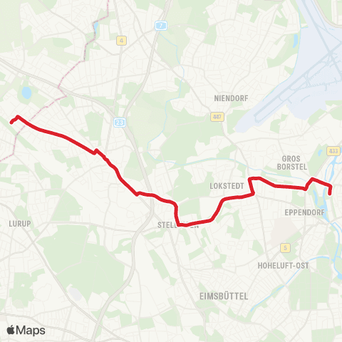 StadtBus/RegionalBus (Hamburg) Krupunder > Hagenbecks Tierpark > Lattenkamp / Uk Eppendorf map