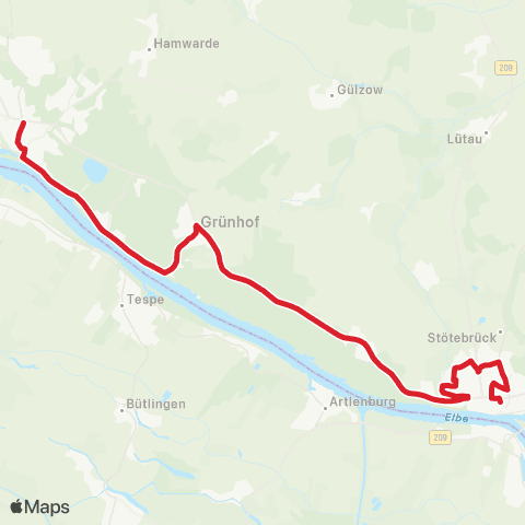 NachtBus Geesthacht, Zob > Schnakenbek > Tesperhude > Lauenburg map