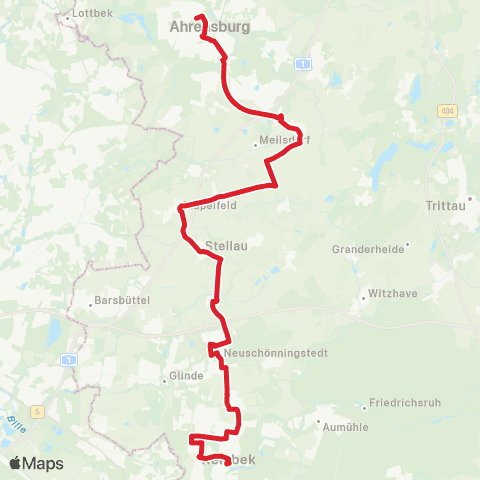 StadtBus/RegionalBus (Hamburg) Reinbek / Glinde > Neuschönningstedt > Siek > Großhansdorf > Ahrensburger Schulen map