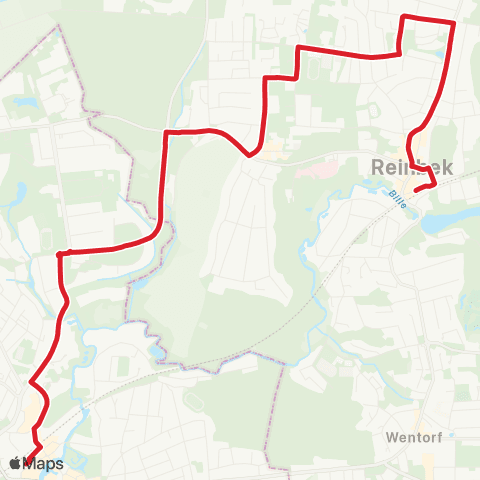 NachtBus Bf. Bergedorf > Max-Eichholz-Ring > Klosterbergen > Reinbek map