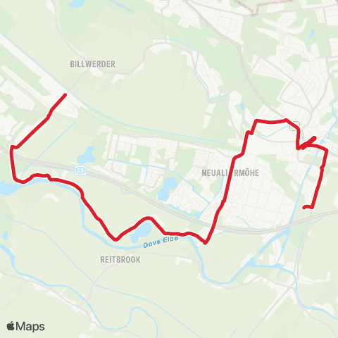 StadtBus/RegionalBus (Hamburg) Mittlerer Landweg > Allermöhe > Bf. Bergedorf > Energie-Campus Bergedorf map