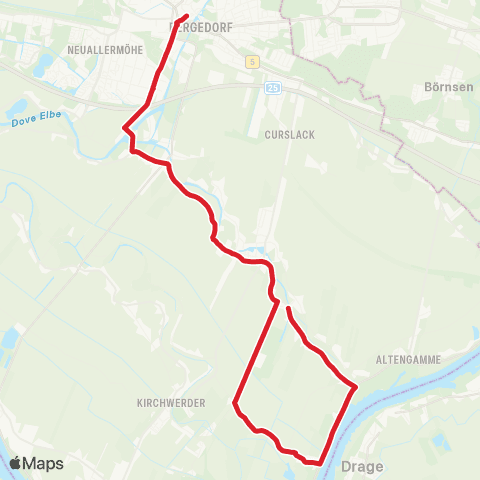 StadtBus/RegionalBus (Hamburg) Bf. Bergedorf > Neuengamme > Kiebitzbrack > Kz-Gedenkstätte map