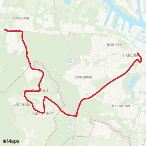 StadtBus/RegionalBus (Hamburg) Neuwiedenthal > Museum Kiekeberg > Bf. Harburg map