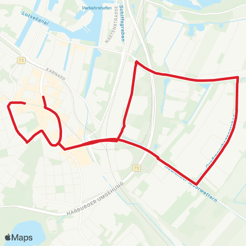 StadtBus/RegionalBus (Hamburg) Harburg Rathaus > Neuland > Harburg Rathaus map