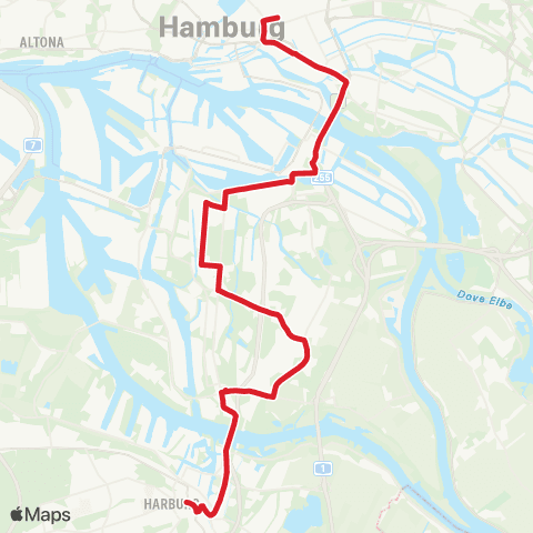 NachtBus Hautpbahnhof / Zob > Wilhelmsburg > Harburg Rathaus map