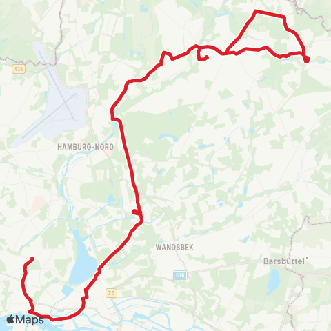 NachtBus Schlump > Barmbek > Sasel > Volksdorf > Poppenbüttel map