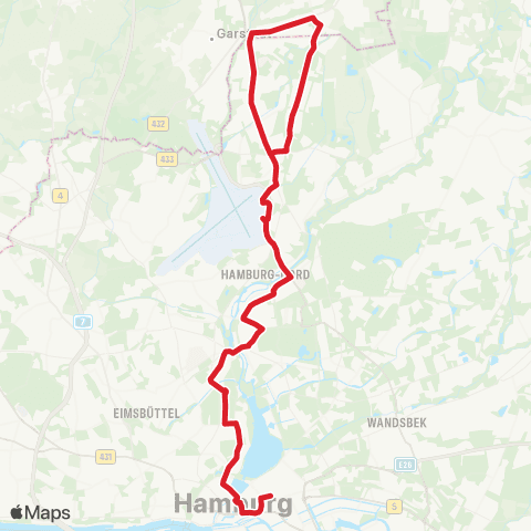 NachtBus Hauptbahnhof / Zob > Winterhude > Langenhorn Markt map