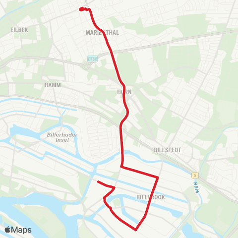 StadtBus/RegionalBus (Hamburg) Wandsbek Markt > Horner Rennbahn > Billbrook (Borsigstraße) map