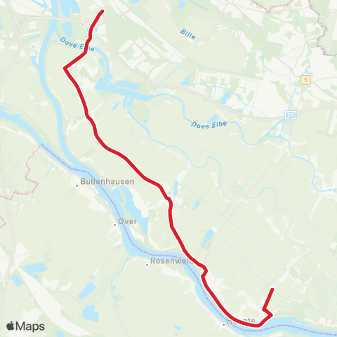 StadtBus/RegionalBus (Hamburg) Moorfleet > Ochsenwerder > Howe > Zollenspieker > Kirchwerder, Teufelsort map