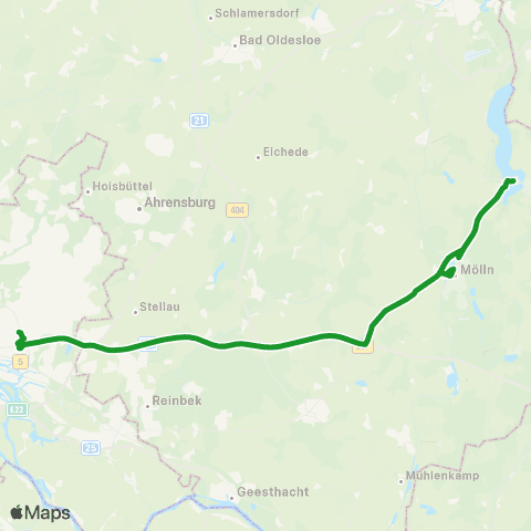 HVV XpressBus Ratzeburg > Mölln > Hamburg-Wandsbek map