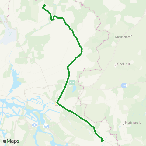 HVV XpressBus Poppenbütteler Bogen > Billstedt > Bergedorf map