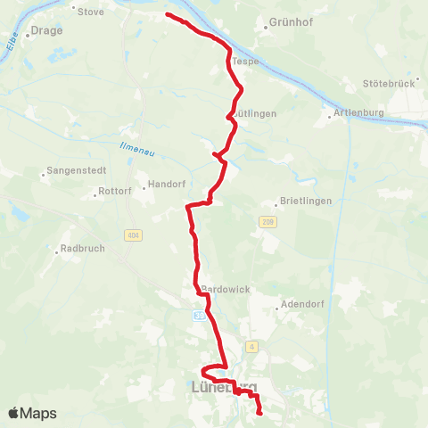 StadtBus/RegionalBus (Umland) Lüneburg > Niedermarschacht map